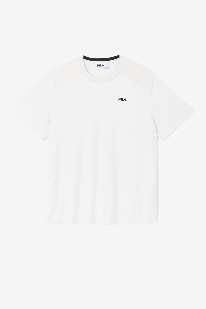 Fila Kaab Crew White T-Shirt Mens - NZ 75402-TFLP